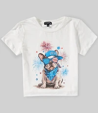 Originality Big Girls Short-Sleeve Patriotic Bulldog T-Shirt