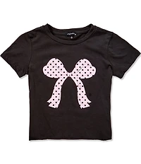 Originality Big Girls Short-Sleeve Polka-Dot-Bow-Motif Cropped T-Shirt