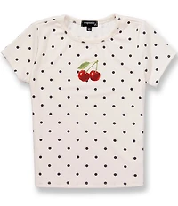 Originality Big Girls Short Sleeve Polka-Dot Cherries-Motif T-Shirt