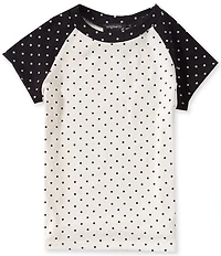 Originality Big Girls Short Sleeve Polka Dot Raglan Tee