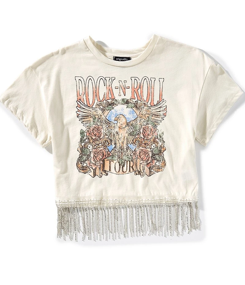 Originality Big Girls Short-Sleeve Rock 'N Roll Fringe-Trimmed T-Shirt