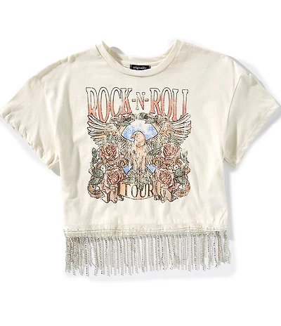 Originality Big Girls Short-Sleeve Rock 'N Roll Fringe-Trimmed T-Shirt