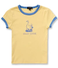 Originality Big Girls Short Sleeve Silly Goose Ringer T-Shirt