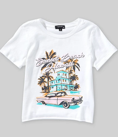 Originality Big Girls Short Sleeve Sunset Beach Hawaii T-Shirt