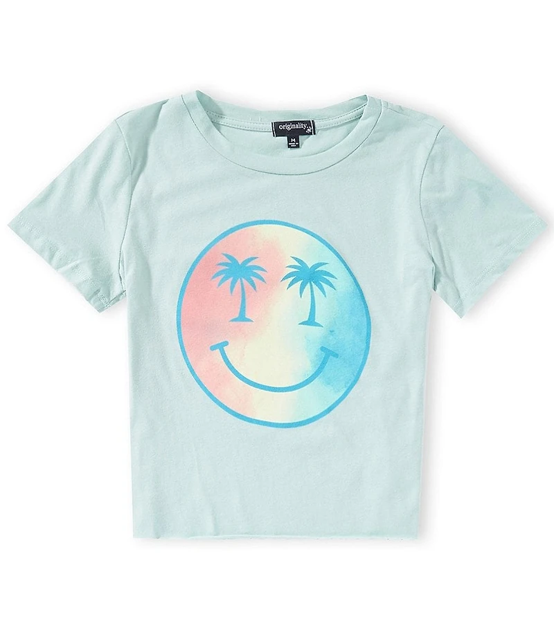 Originality Big Girls Short Sleeve Tie-Dye Smiley Face Tee