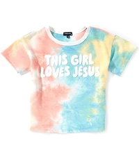 Originality Big Girls Short Sleeve Tie Dye This Girl Loves Jesus Tee