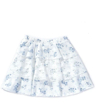 Originality Big Girls Three Tier Lace & Ditsy Floral Print Skirt