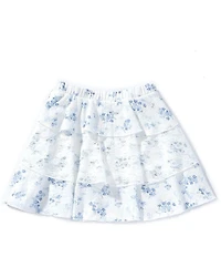 Originality Big Girls Three Tier Lace & Ditsy Floral Print Skirt