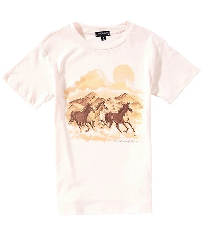 Originality Big Girls Wild & Free Horses Oversized Short Sleeve Tee
