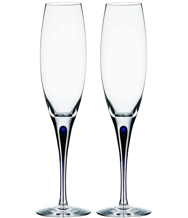 Orrefors Intermezzo Blue Flutes, Set of 2