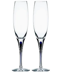 Orrefors Intermezzo Blue Flutes, Set of 2
