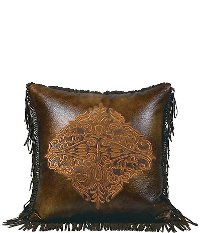 HiEnd Accents x Paseo Road Austin Golden Medallion Fringe Square Pillow
