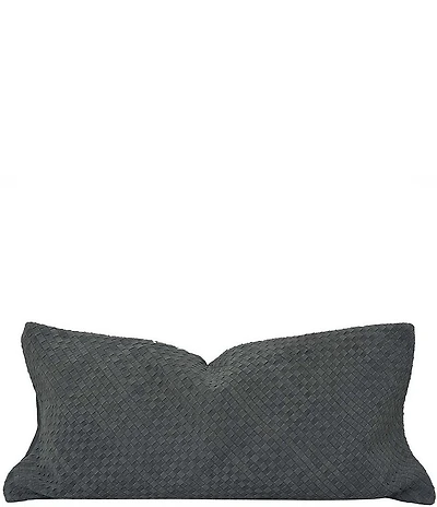 HiEnd Accents x Paseo Road Genuine Leather Woven Suede Crisscross Pattern Lumbar Pillow
