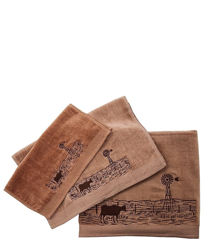 HiEnd Accents x Paseo Road Jasper Windmill Open Plains Embroidered Bath Towels, Set of 3