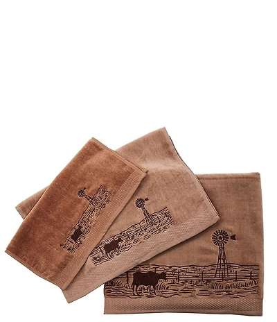 HiEnd Accents x Paseo Road Jasper Windmill Open Plains Embroidered Bath Towels, Set of 3