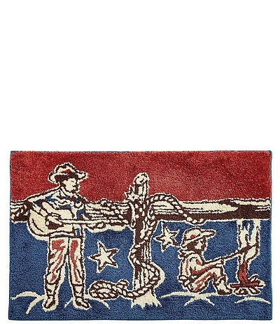 Paseo Road Tasha Polizzi Collection Patchwork Bandana Strumming Cowboy Americana Jacquard Bath & Kitchen Rug