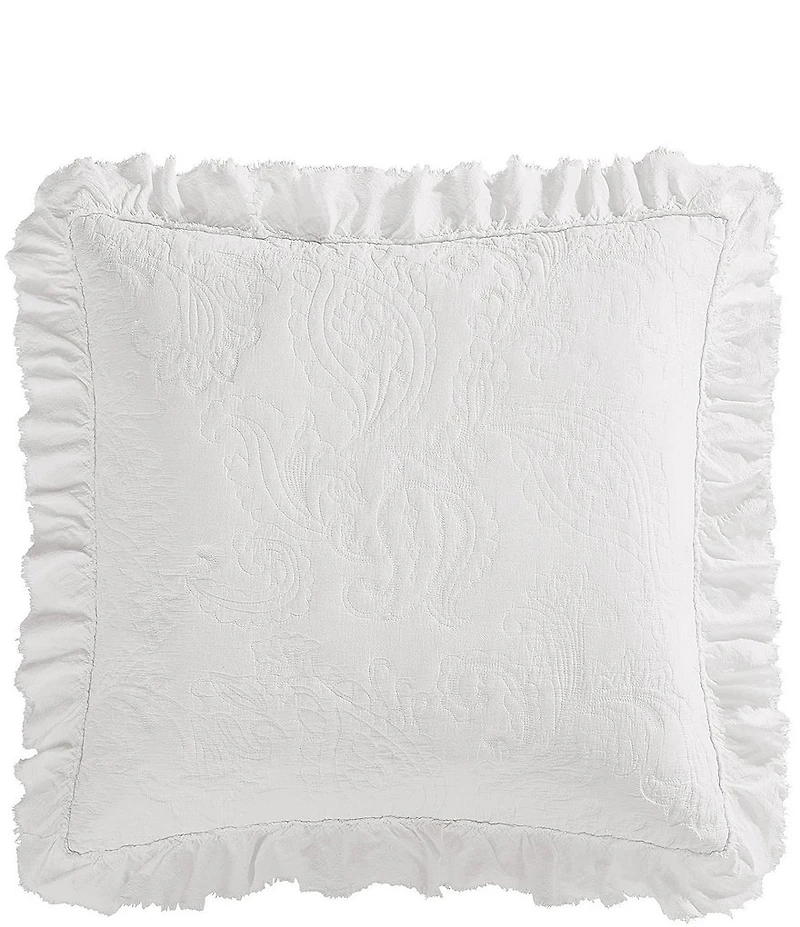 Paseo Road Tasha Polizzi Collection Sadie Stonewashed Embroidered Paisley Ruffled Euro Sham