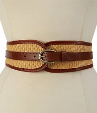 Patricia Nash Aude Straw Leather Wide Belt