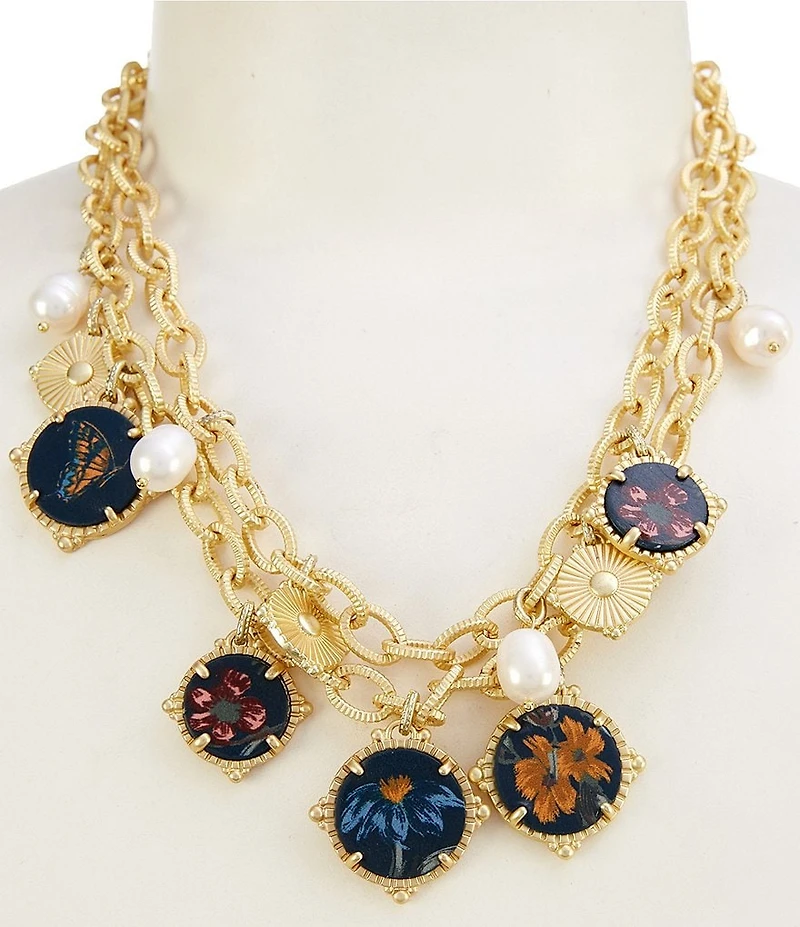 Patricia Nash Double Chain Charm Statement Necklace