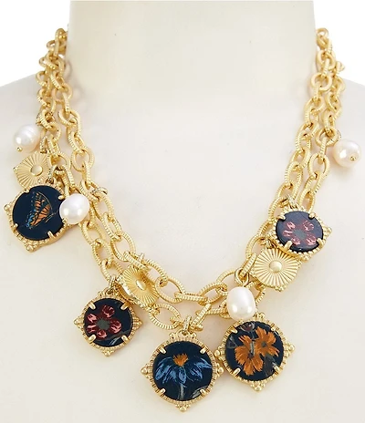 Patricia Nash Double Chain Charm Statement Necklace