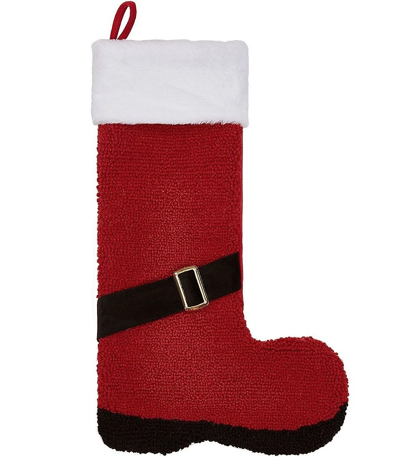 Peking Handicraft 3D Santa Boot with Belt Hooked Holiday Stocking