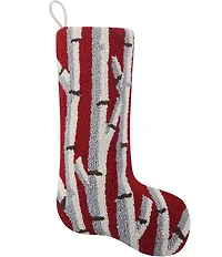 Peking Handicraft Birch Trees Wool Hooked Holiday Stocking