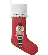 Peking Handicraft Boho Nutcracker Embroidered Holiday Stocking