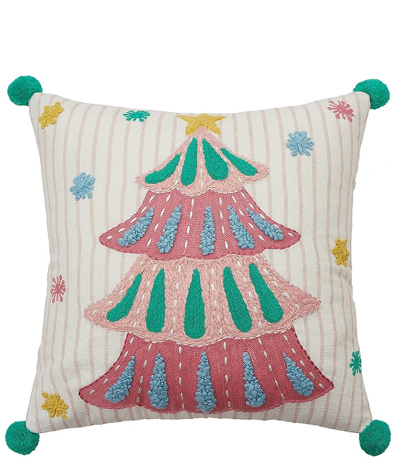 Peking Handicraft Bright's Tree Embroidered Pillow