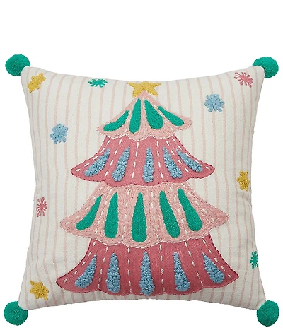 Peking Handicraft Bright's Tree Embroidered Pillow