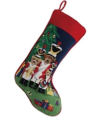 Peking Handicraft Christmas Bears Needlepoint Holiday Stocking