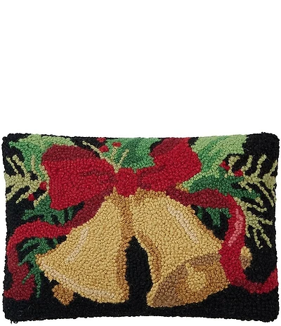 Peking Handicraft Christmas Bells Wool Hook Pillow
