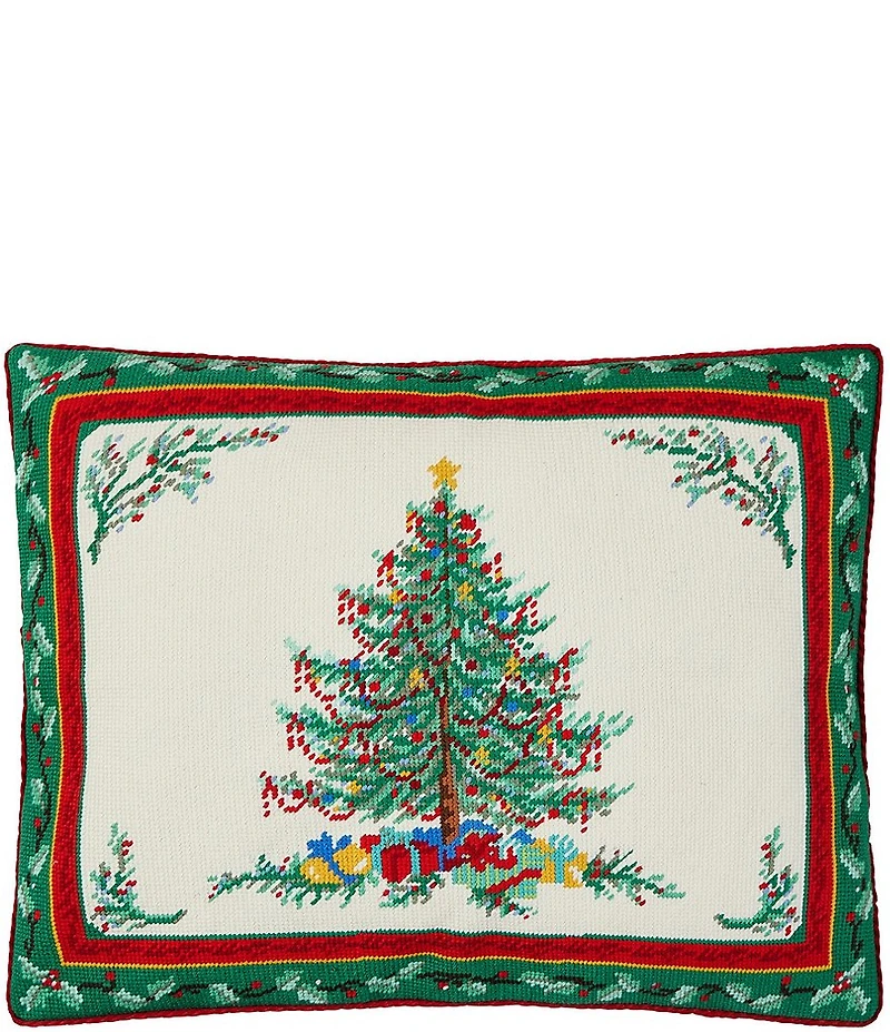 Peking Handicraft Christmas Berry Embroidered Pillow