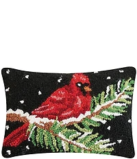 Peking Handicraft Christmas Cardinal on Branch Wool Hook Pillow