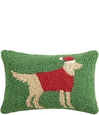 Peking Handicraft Christmas Golden Retriever Wool Hook Pillow