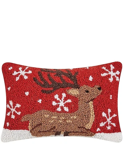 Peking Handicraft Christmas Sitting Reindeer Wool Hook Pillow