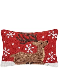 Peking Handicraft Christmas Sitting Reindeer Wool Hook Pillow