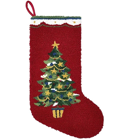 Peking Handicraft Christmas Tree Hooked Wool Stocking