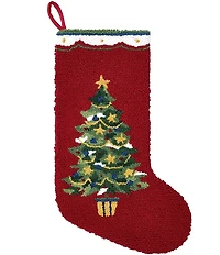 Peking Handicraft Christmas Tree Hooked Wool Stocking