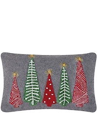 Peking Handicraft Christmas Trees Felt Embroidered Applique Pillow