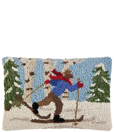 Peking Handicraft Cross-Country Skier Wool Hook Pillow