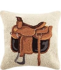 Peking Handicraft Equestrian Bag Saddle Wool Hook Square Throw Pillow