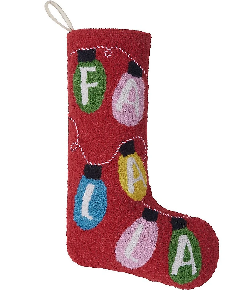 Peking Handicraft Fa La La Hooked Wool Holiday Stocking