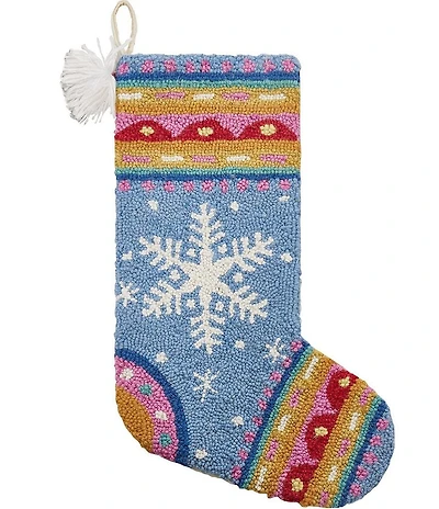 Peking Handicraft Fair Isle Snowflake with Tassels Hooked Wool Stocking