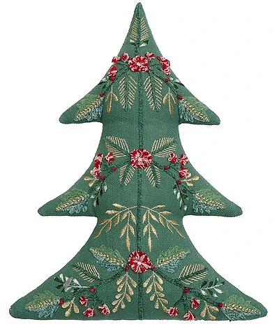 Peking Handicraft Festive Shaped Tree Embroidered Pillow