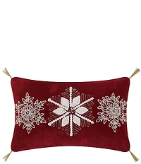 Peking Handicraft Gilded Snowflakes Embroidered Tassel Trim Velvet Pillow