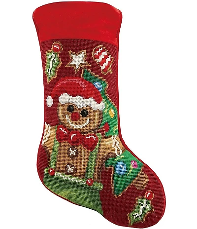 Peking Handicraft Gingerbread Man Needlepoint Holiday Stocking