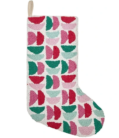 Peking Handicraft Half Moon Hooked Wool Holiday Stocking