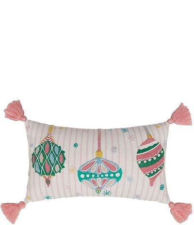 Peking Handicraft Holiday Brights Collection Ornaments Embroidered Pillow with Tassels