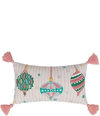 Peking Handicraft Holiday Brights Collection Ornaments Embroidered Pillow with Tassels