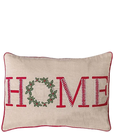 Peking Handicraft Holiday Collection Christmas Home Embroidered Lumbar Pillow